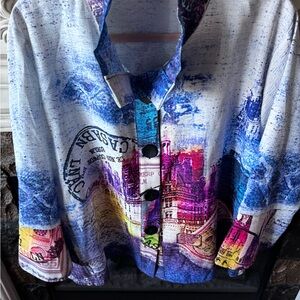 Colorful Cityscape Women's jacket/top 3x runs more like a 2x never worn